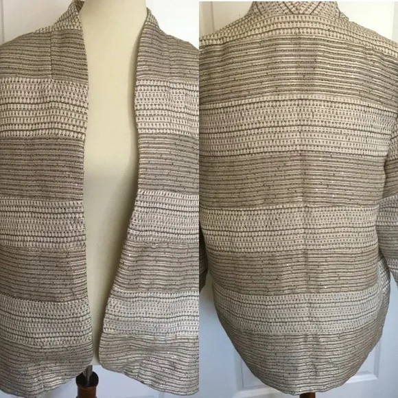 Chico’s Sz 2 Gold Silver Blazer Jacket Holiday - Picture 2 of 8